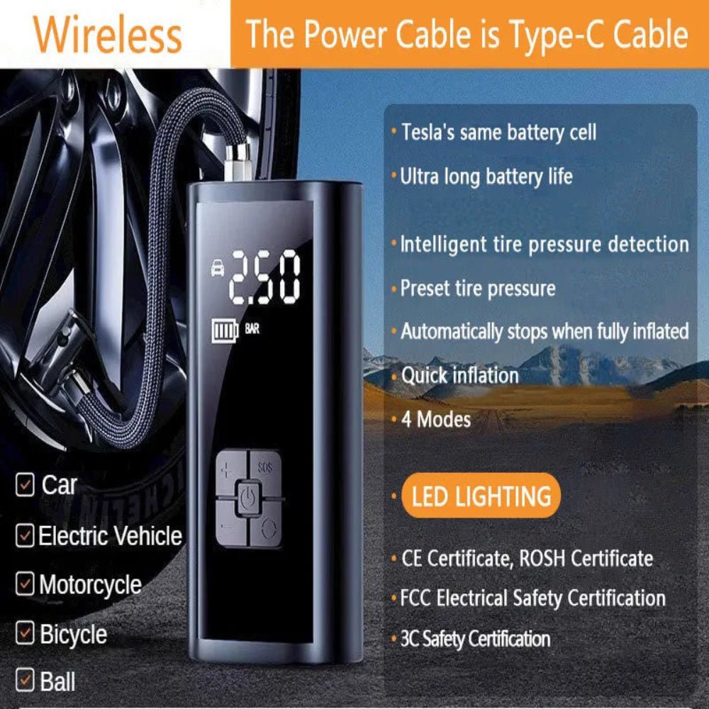 Portable Air Compressor Power Bank for Fitness Balls, Basket Balls, Car Tires, USB Rechargeable Fast Air Pump Inflator - Epic Bargain Store