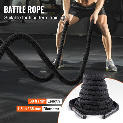 Battle Rope - 40ft or 30ft Heavy Duty Fitness Rope with Gloves & Anchor Set Exercise Equipment - Epic Bargain Store
