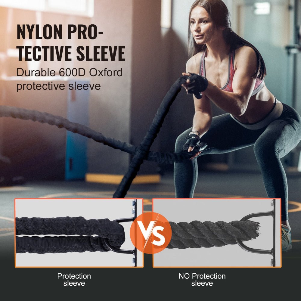 Battle Rope - 40ft or 30ft Heavy Duty Fitness Rope with Gloves & Anchor Set Exercise Equipment - Epic Bargain Store