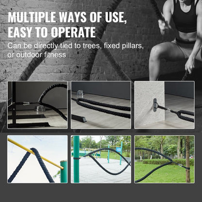 Battle Rope - 40ft or 30ft Heavy Duty Fitness Rope with Gloves & Anchor Set Exercise Equipment - Epic Bargain Store