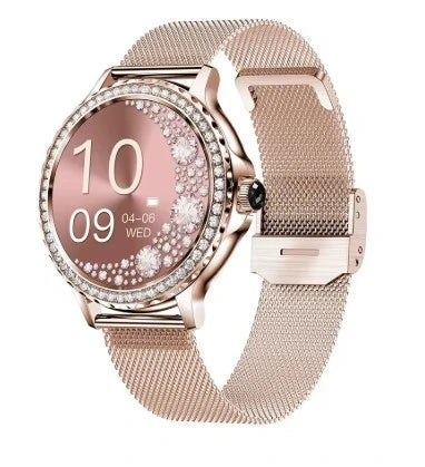 Elegant Lady's Alloy Smart Watch & Fitness Tracker, 100+Sports Modes, Bluetooth, Calls, Apple-iOS & Android, Waterproof