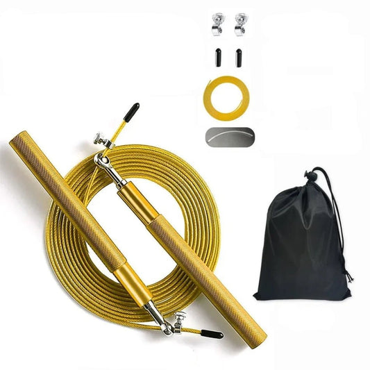Professional Speed Jump Rope - Adjustable Length Steel Rope Includes Spare Parts Kit and Bag