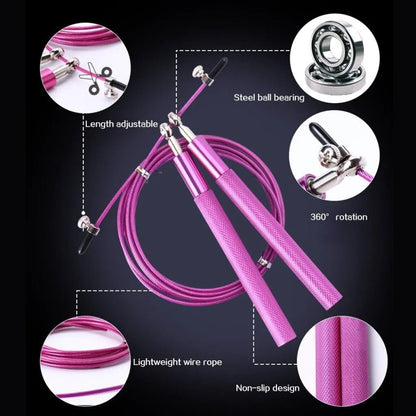 Professional Speed Jump Rope - Adjustable Length Steel Rope Includes Spare Parts Kit and Bag - Epic Bargain Store