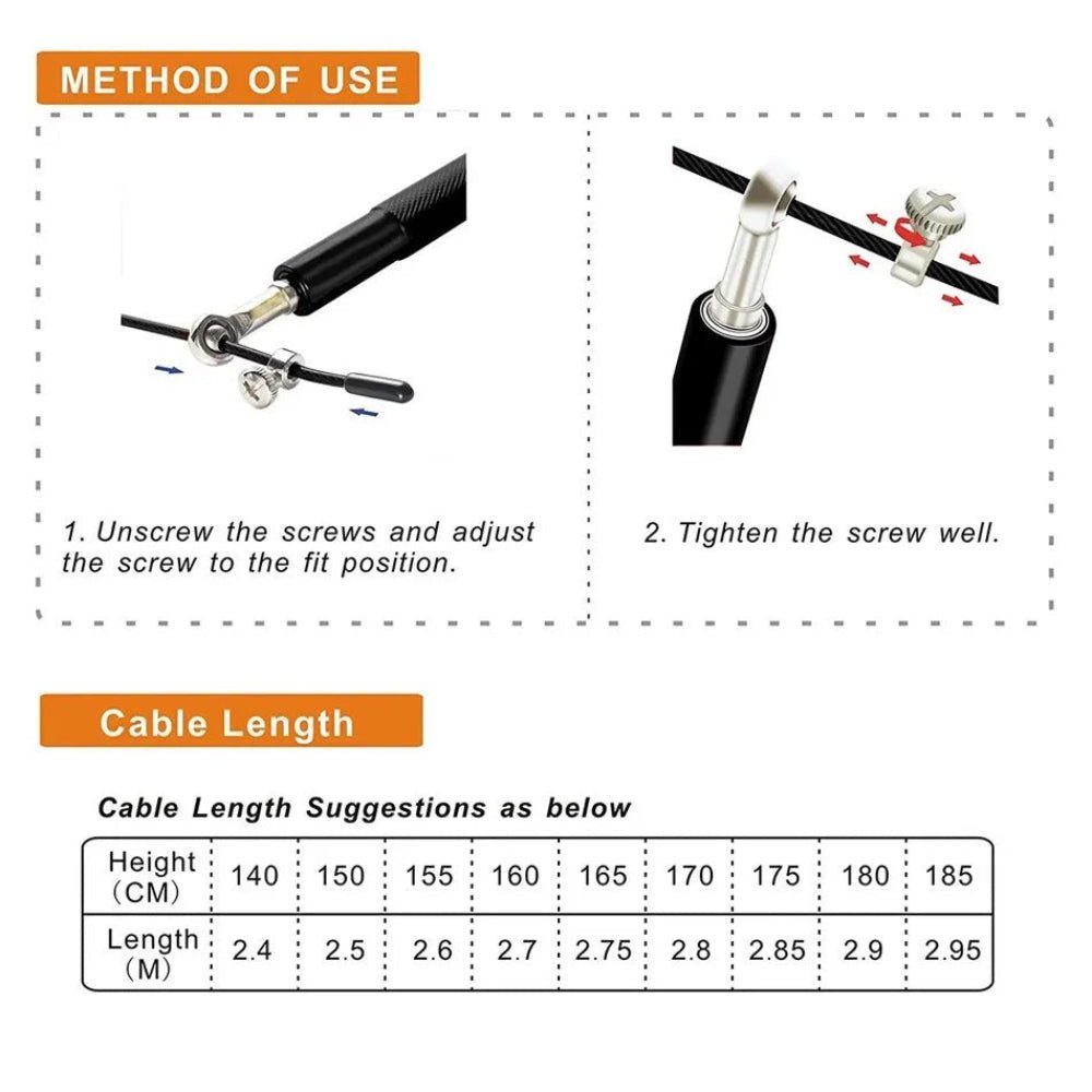 Professional Speed Jump Rope - Adjustable Length Steel Rope Includes Spare Parts Kit and Bag - Epic Bargain Store